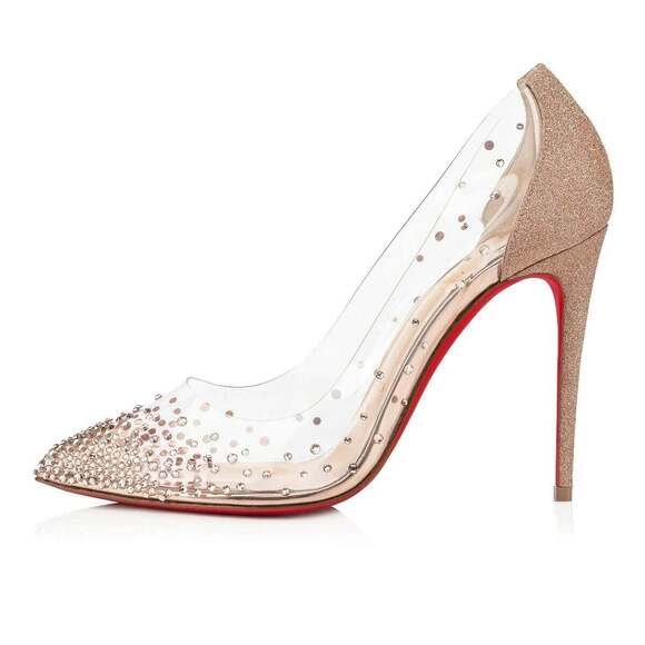 Christian Louboutin Degrastrass PVC 100 Pink Courtisane Glitter Heel Pump 35.5 - Picture 3 of 12